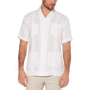 Cubavera Men's Medium 100% Linen White Short-Sleeve 4-Pocket Guayabera Shirt NEW